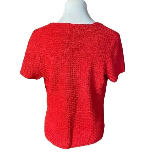 Jones New York Collection Red Short Sleeve One Button Closure Cardigan Size Peti - Picture 3 of 11